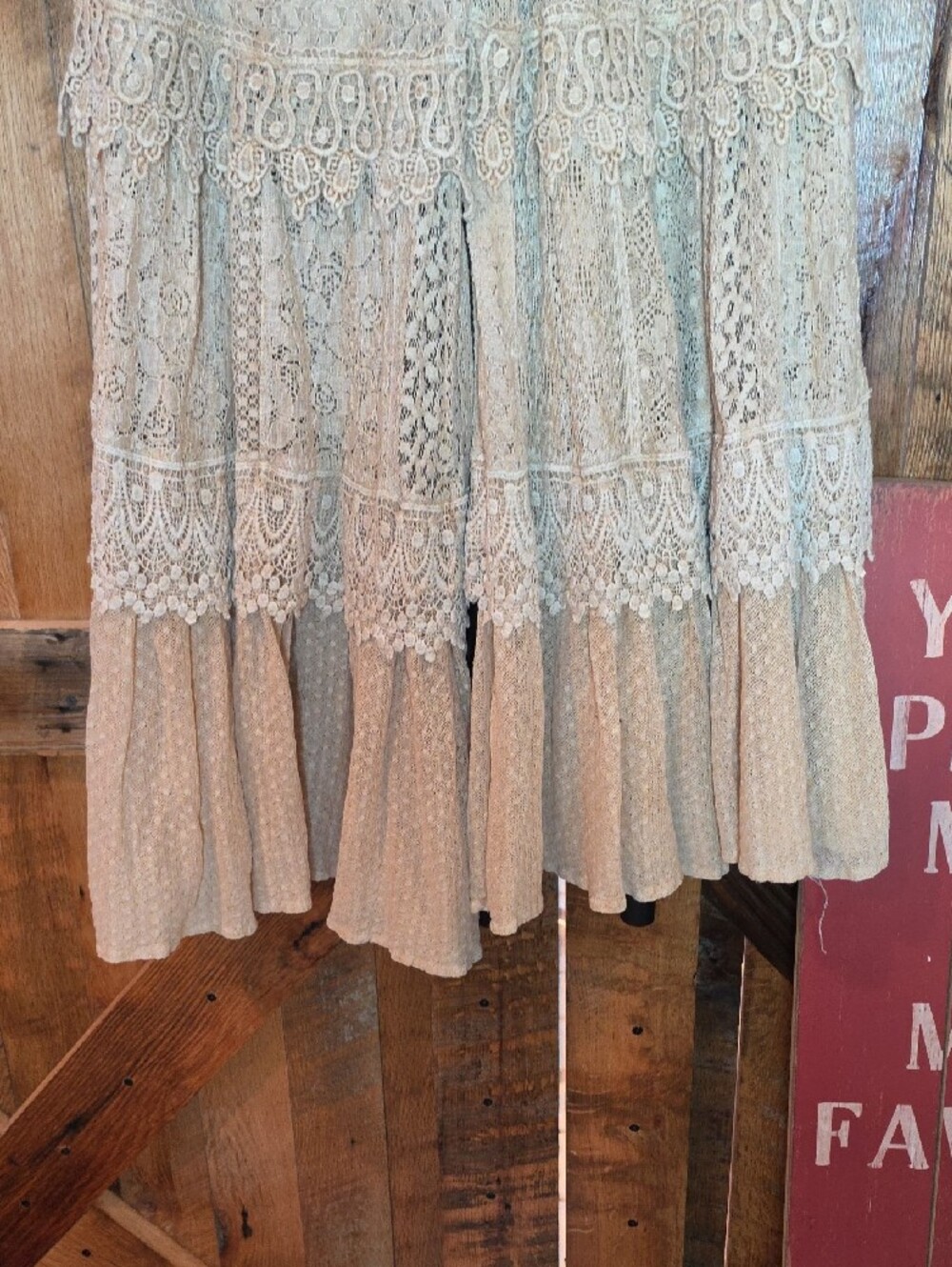 192p Boho Lace Wide-Leg Pants with Tie Waist - Cream - Picture 15 of 16